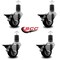 Service Caster 3'' Black Poly Swivel 1-5/8'' Expanding Stem Caster Set with Brake, 4PK SCC-EX20S314-PPUB-BLK-PLB-158-4 - alternate 4